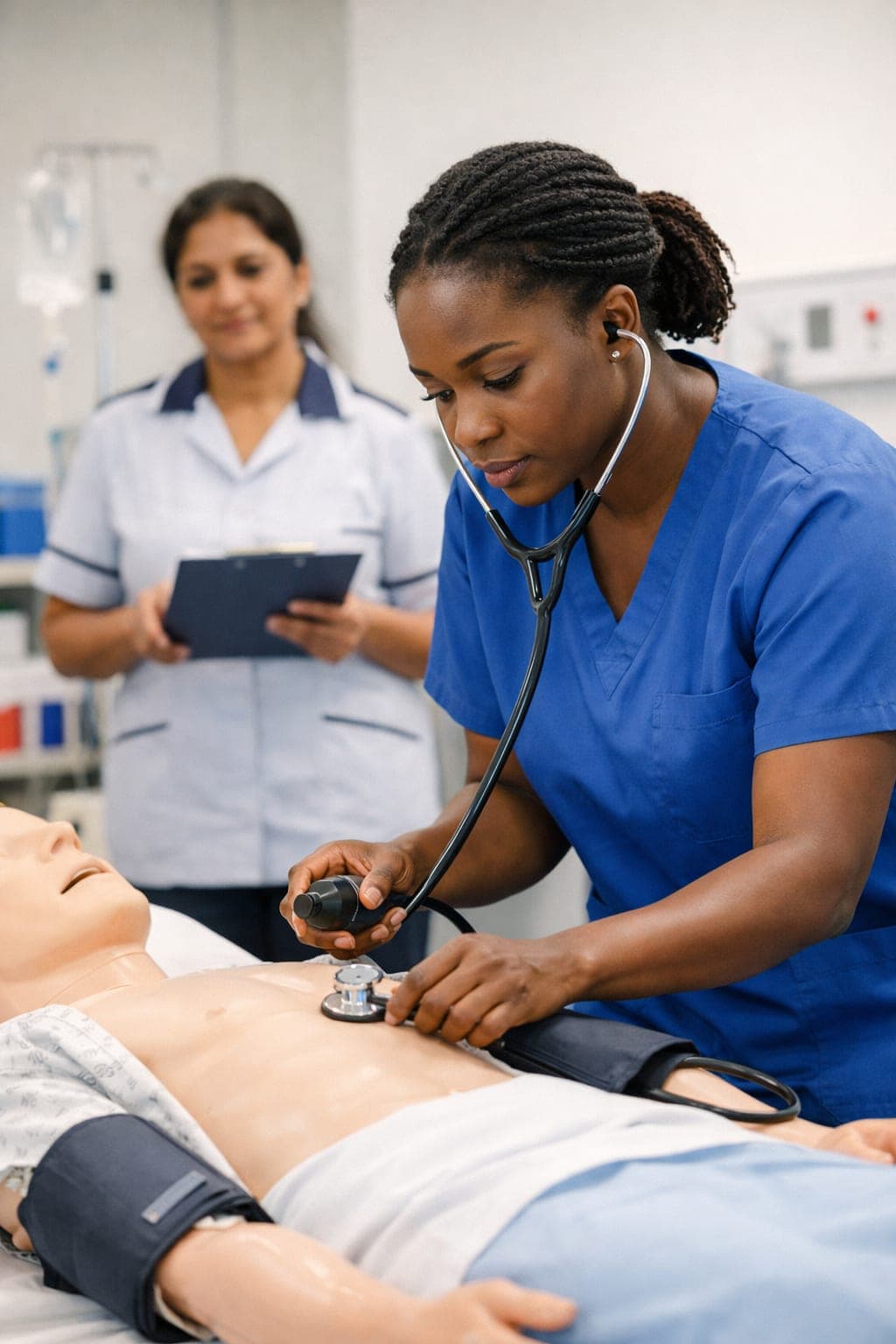 A nurse rehearsing a clinical procedure